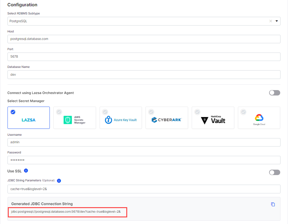 PostgreSQL Sample Configuration